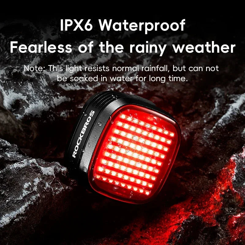 ROCKBROS Bike Rear Light Smart Sync Brake Sense Taillight 12 Modes IPX6 Rechargeable Rear Light MTB Road Cycling Accessories