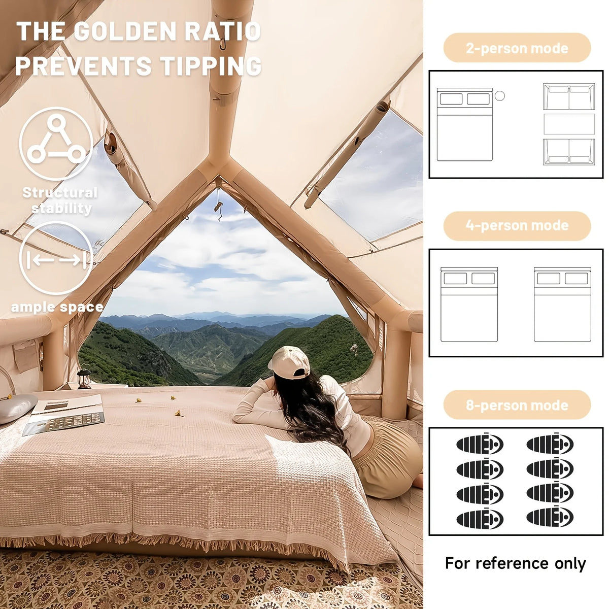 Inflatable Camping Tent With Skylight And Breathable Mesh Design