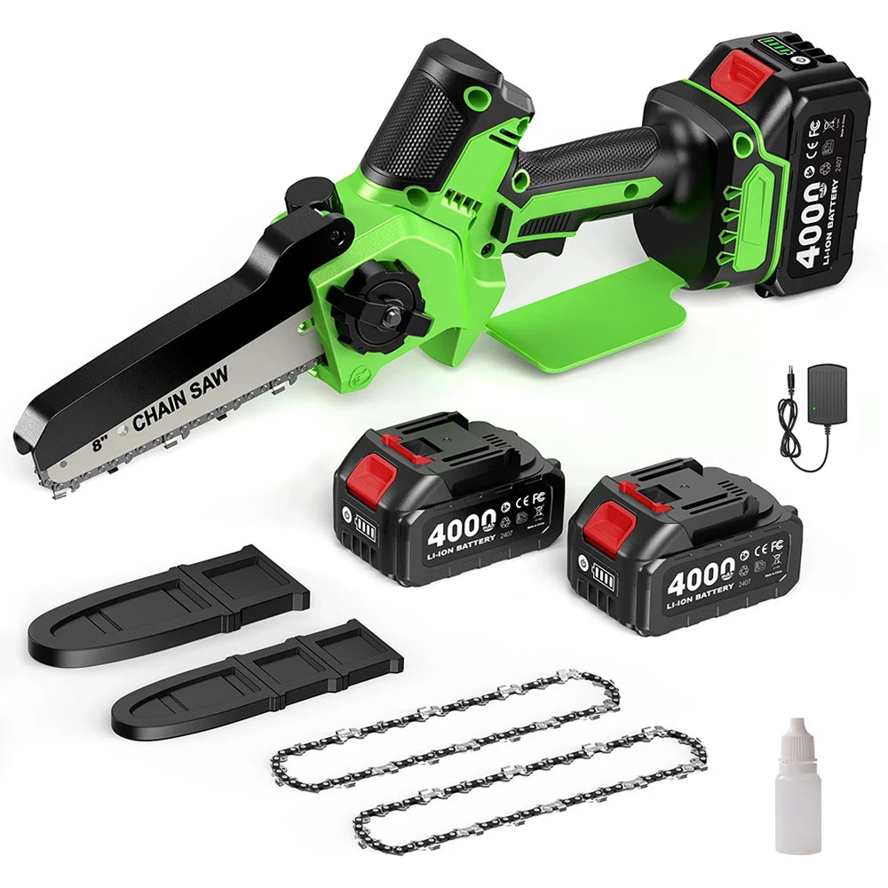 Taskstar 6&8 Inch Cordless Pruning Saw Brushless Electric Chain Saw 2 4000mAh Battery Powered Handheld Mini Saw for Gardening Tree Trimming & Wood Cutting