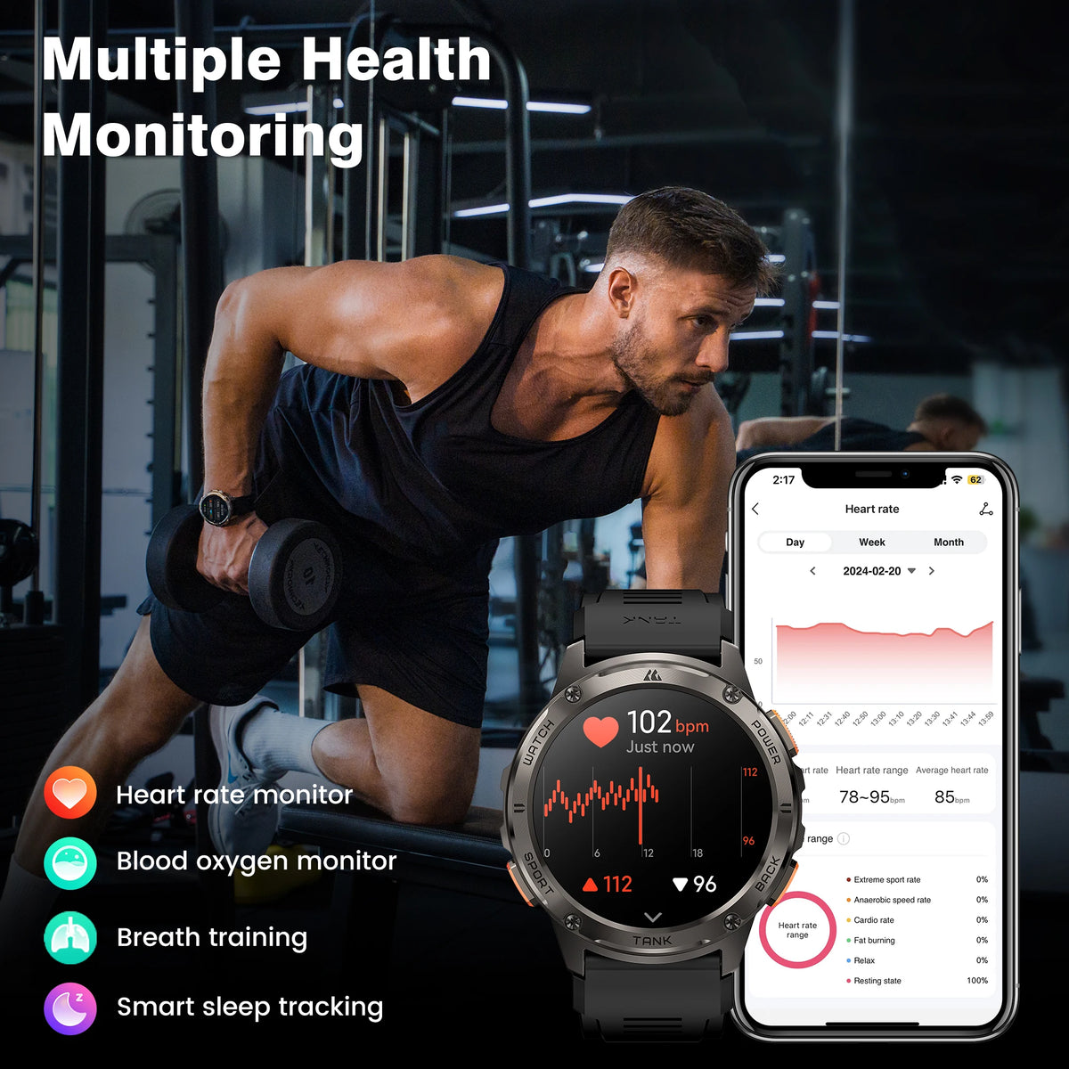KOSPET Tank T3 Smartwatch With Bluetooth Calling And Fitness Tracking