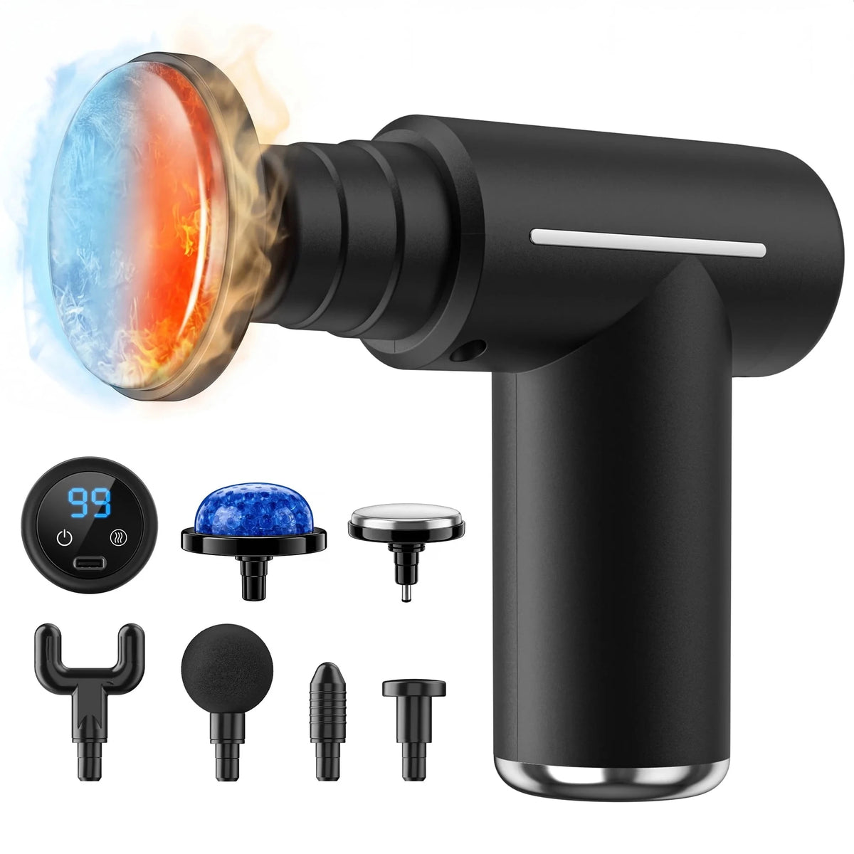 CshidWorld Heated Massage Gun with Gel Head,Deep Tissue Muscle Massager,6 Speed Levels,Quiet Handheld Percussion Massager for Pain Relief & Muscle Recovery Gun Massage Vibrator Body Massager