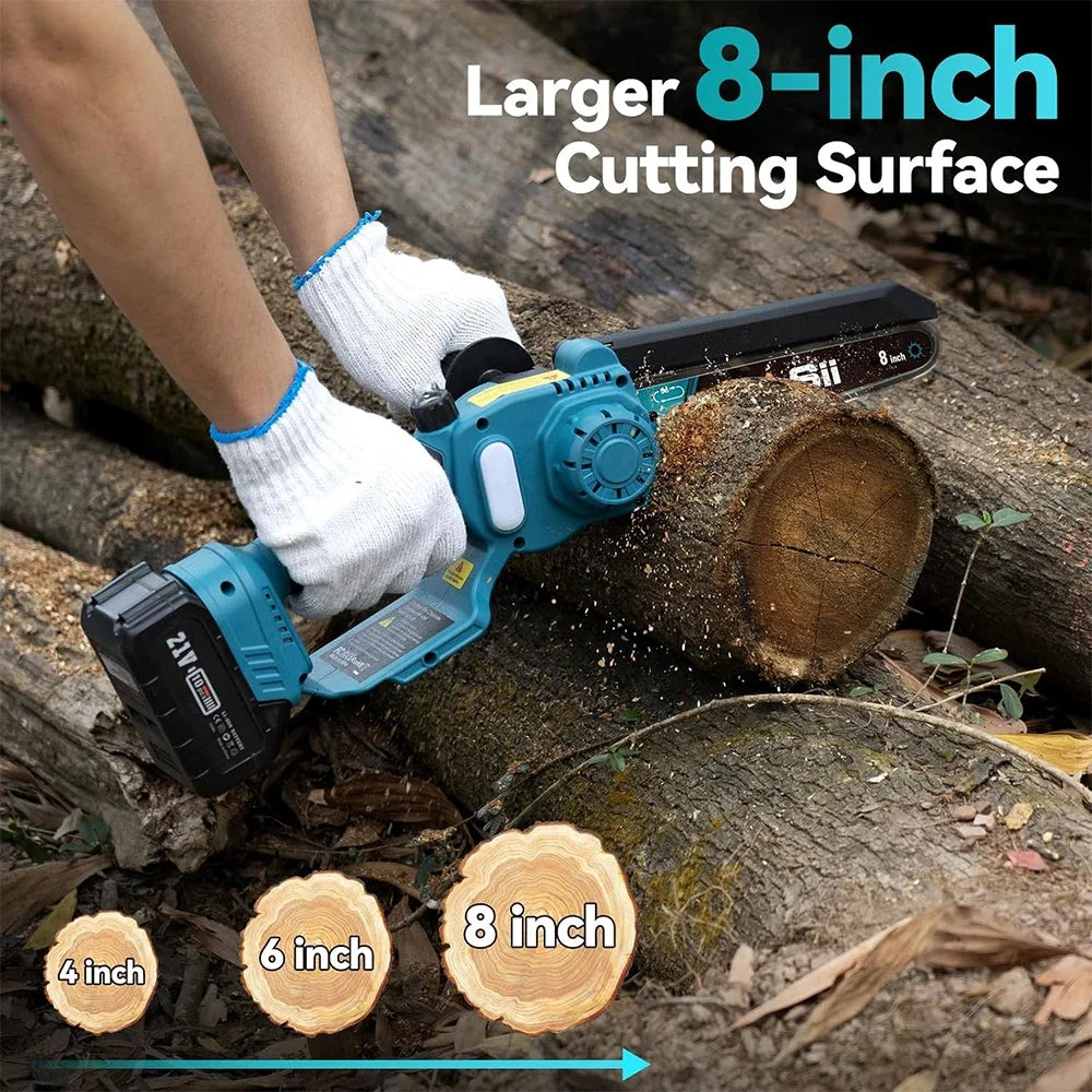 Seesii 2 in 1 Cordless 6" 8'' Pole Saw Mini Chainsaw Power Electric Polesaw Chain Saw with Extension Pole for Tree Trimming