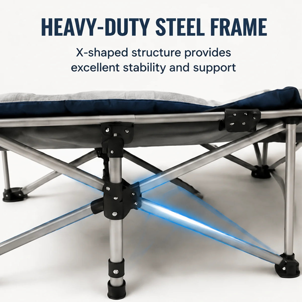 Portable Folding Camping Cot With Thick Padded Mattress For Comfortable Rest
