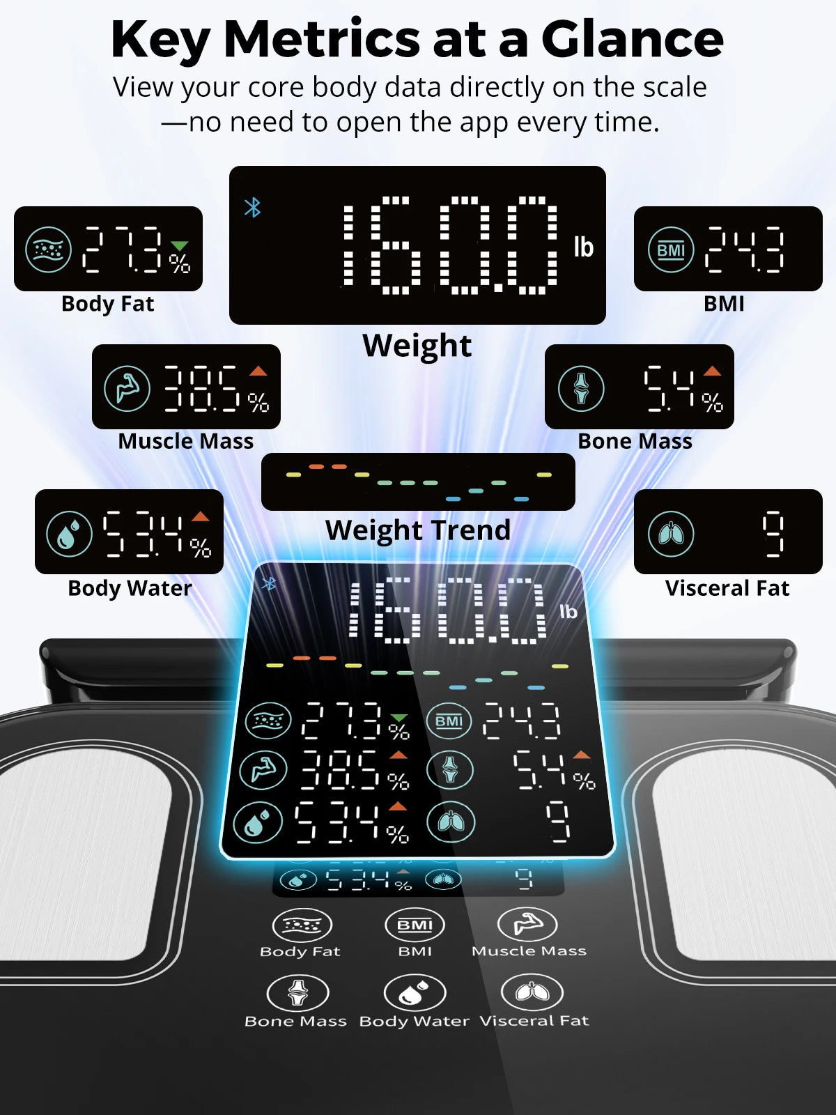 Arboleaf Smart Body Fat Scale With Retractable Handle And App