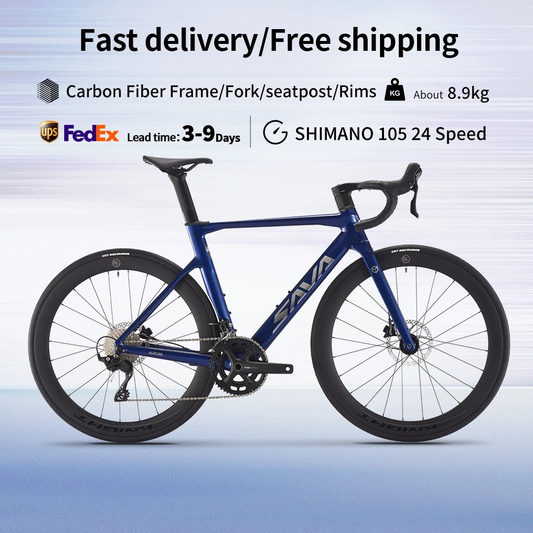 SAVA NEW A7L Carbon Road Bike, Adult Racing Bike, Equipped With Shimano 105 R7100, 24-Speed Hydraulic Brakes
