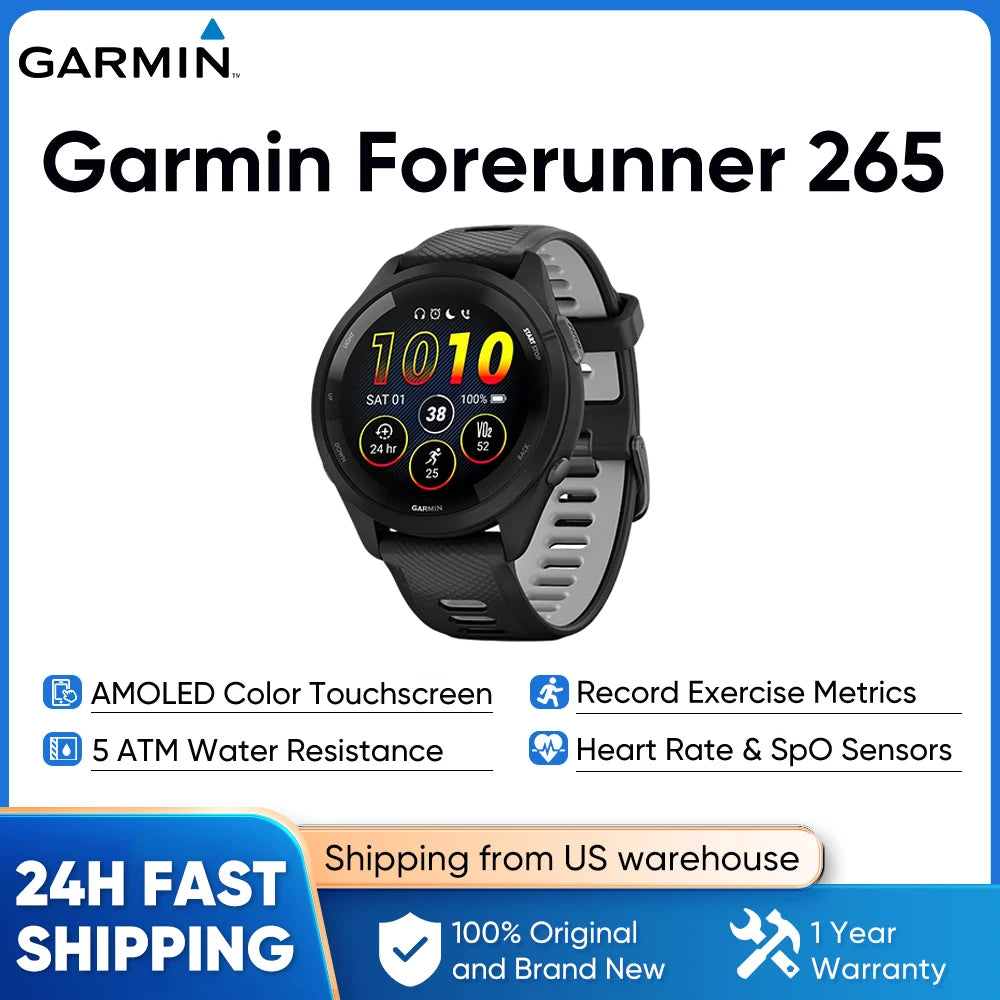 Garmin Forerunner 265 GPS Smartwatch With AMOLED Training Features